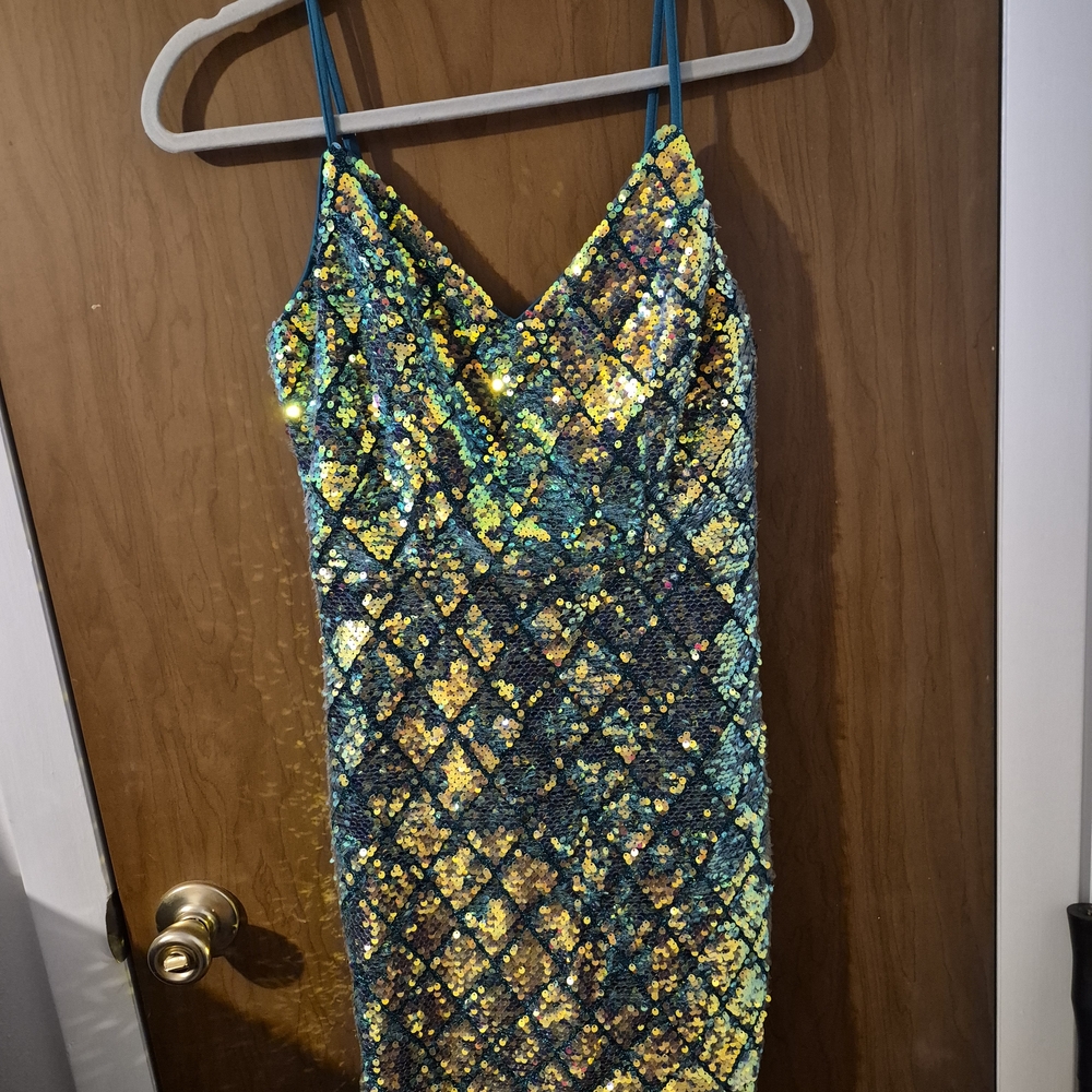 Aerie Sparkling Mini Dress in Blue and Yellow